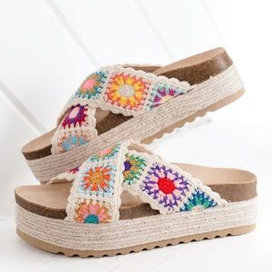 Dirty Laundry Plays Crochet platform sandals.